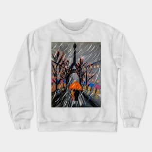 Couple window shopping in Paris in the rain Crewneck Sweatshirt